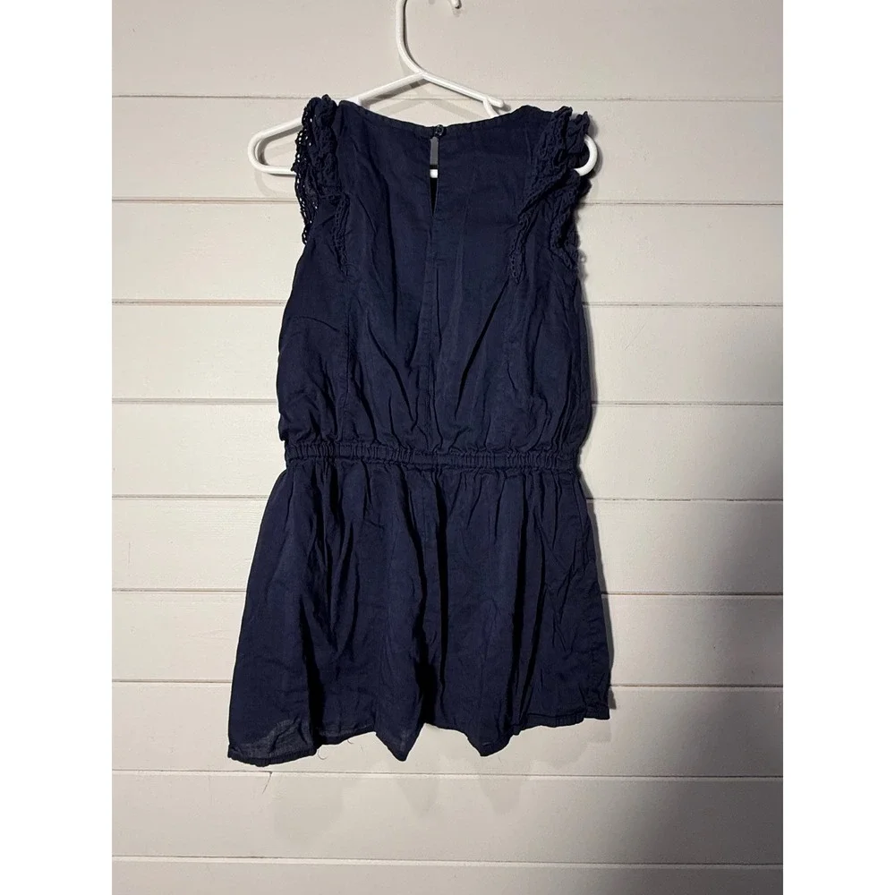 OshKosh Bgosh Girls Navy Blue‎ Eyelet Ruffle Sleeveless Romper Dress 4T
